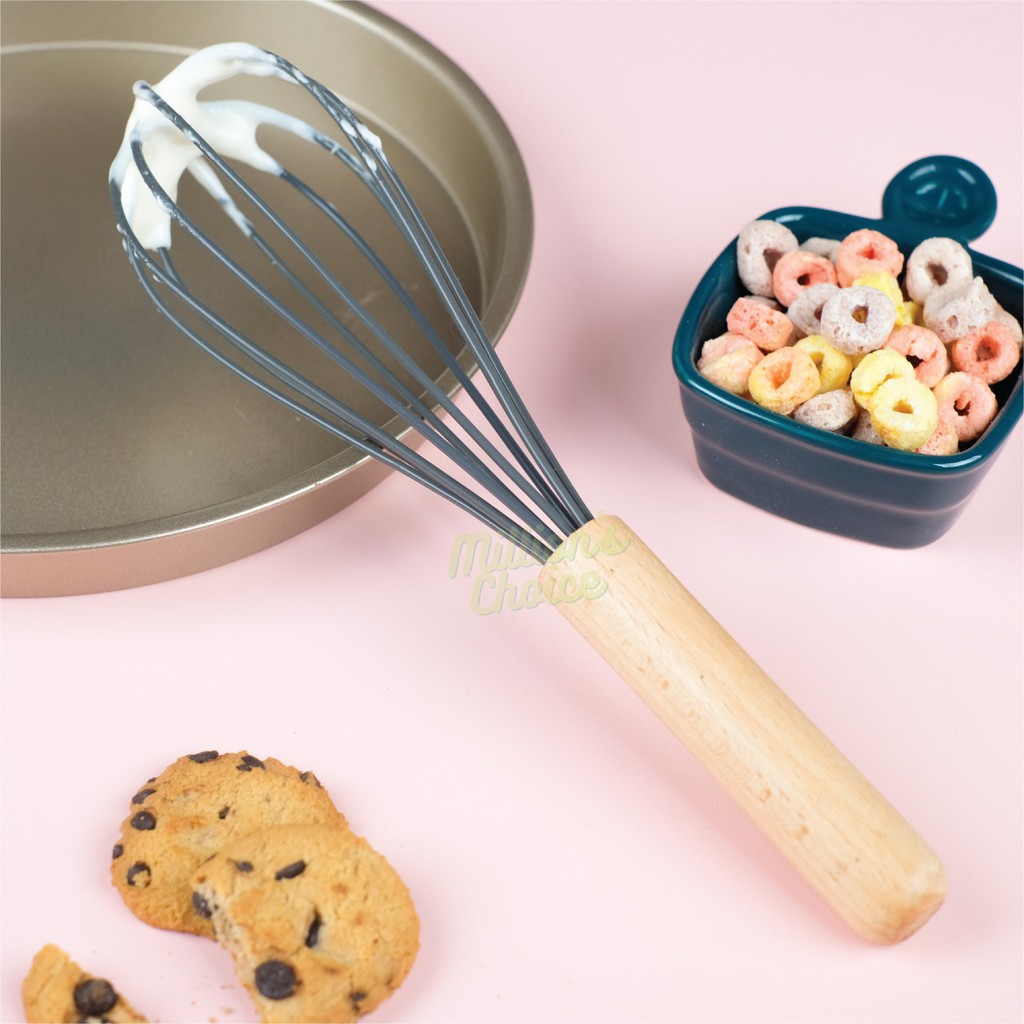 Balloon Whisk silicone / Pengaduk adonan silikon / whisk silicone abu