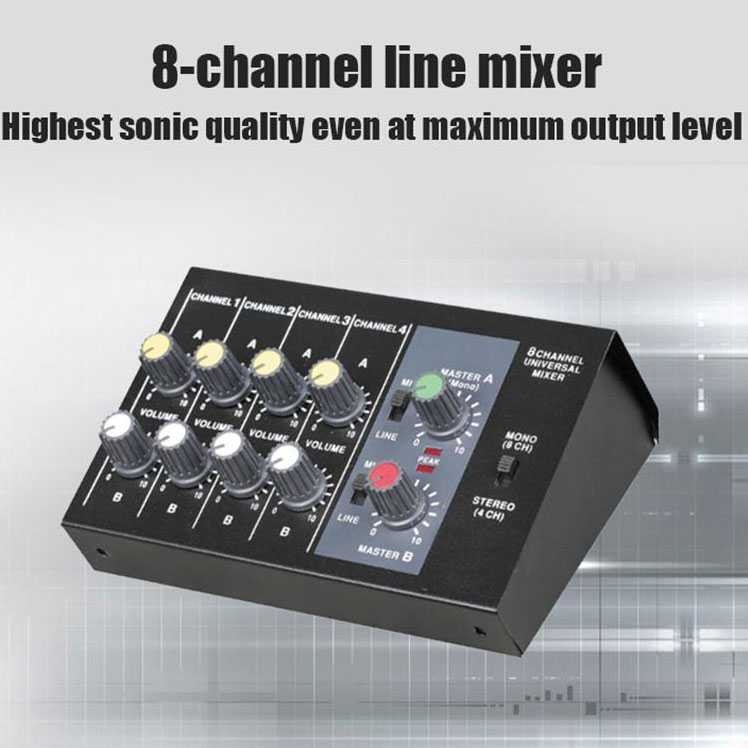 Mixer 8 Channel Input Mic KTV Audio mixer Mesjid Mushola
