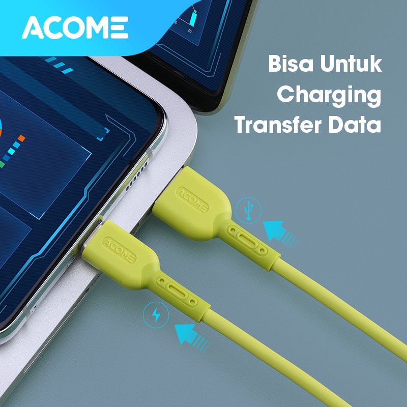 ACOME Kabel Fast Charging 100cm Varian Warna-Warni Trendy AEM-010 AEC-010 AEL-010 Garansi 1 Tahun