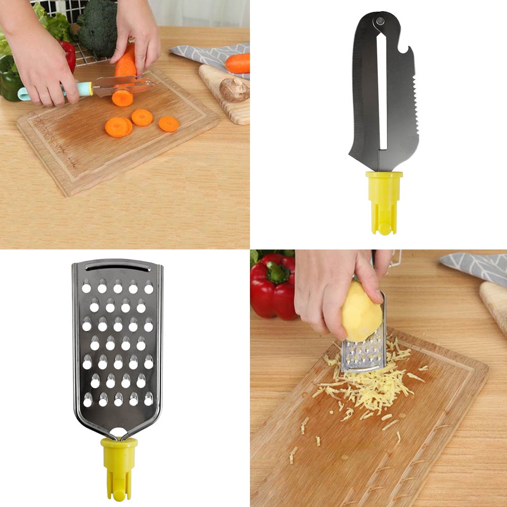 Alat Dapur 4 In 1 Serbaguna Multifungsi  Peeler (Pengupas)  Grater (Parutan) Whisk (Pengaduk) Pisau (Knife) RANDOM