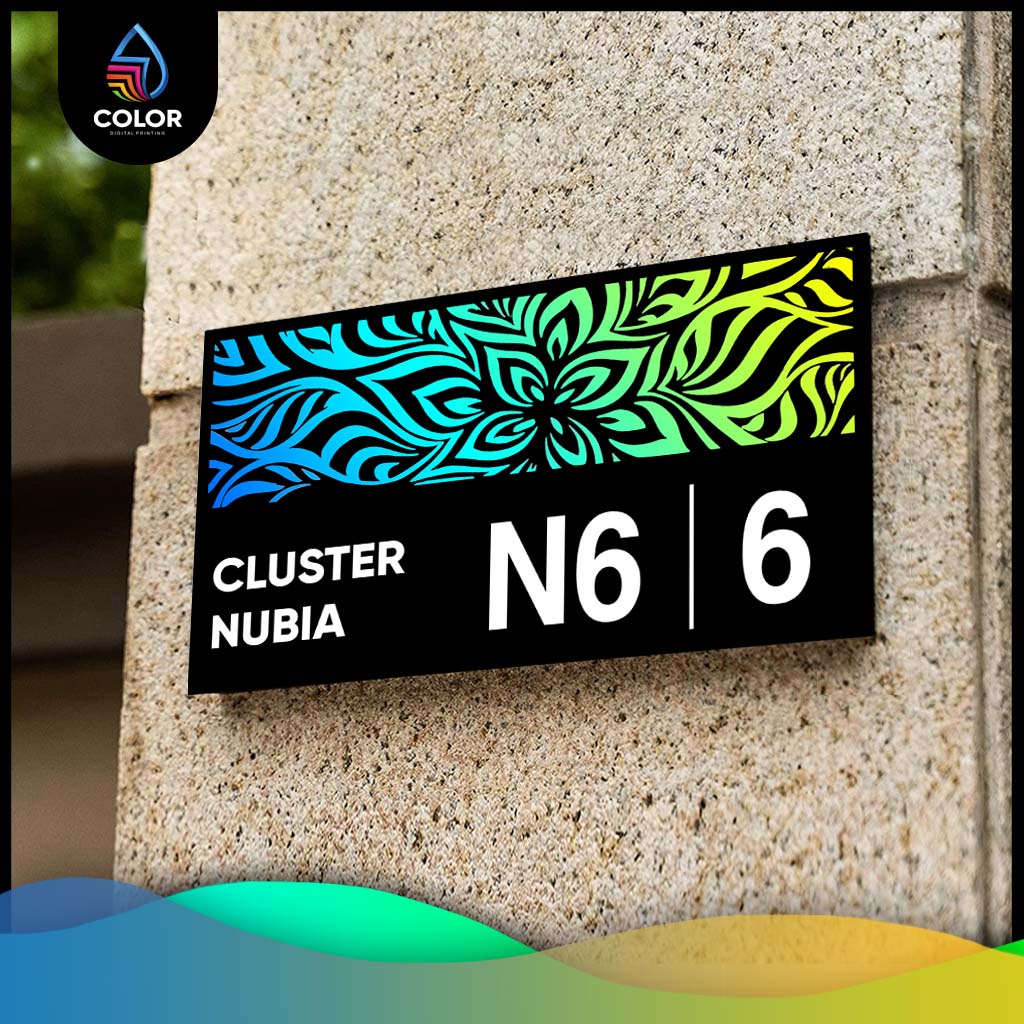 Nomor Rumah Akrilik Printing / Nomor Rumah Stiker Gradasi Murah