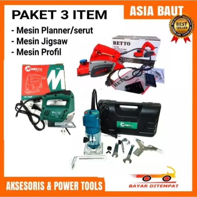 FL667 PAKET TUKANG KAYU Mesin Serut RETTO JIGSAW Mesin PROFIL MAILTANK