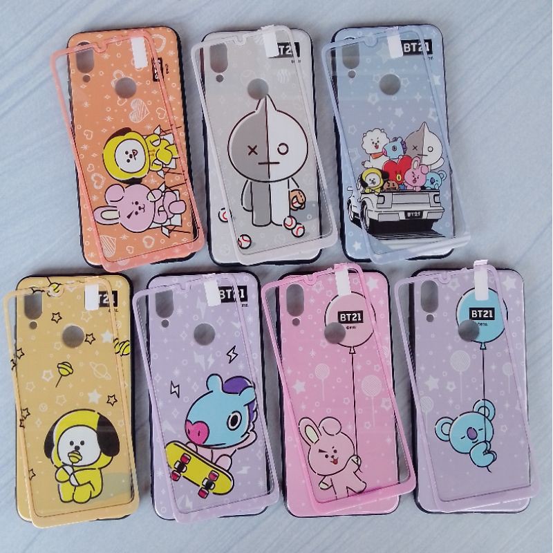 Xiaomi Redmi Note 7 Case Softcase Fuze 360 Plus Glass Karakter BT21 BTS