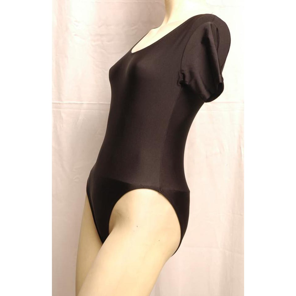 H1J7 LEOTARD / BAJU SENAM TANGAN PENDEK WARNA HITAM UKURAN S, M, L, XL 84H9