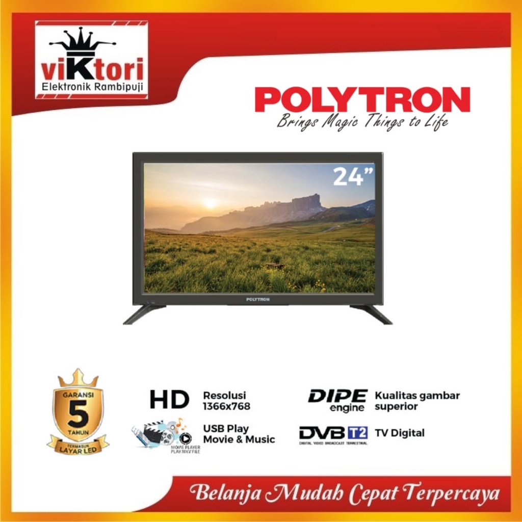 POLYTRON DIGITAL TV 24inch PLD24V / TV LED Digital 24 inch Polytron