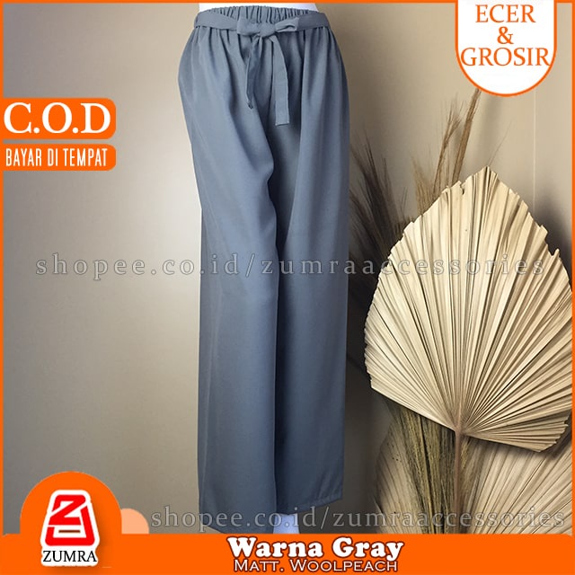 Celana Wanita Kulot Wolfis Highwaist Ribbon Pants Casual