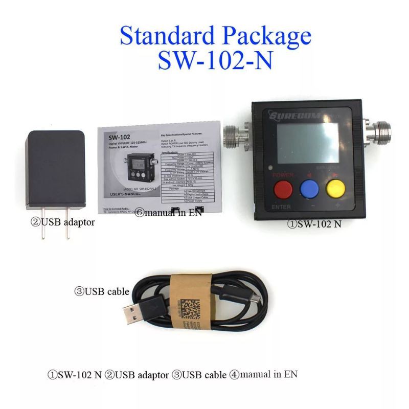 Surecom SW-102 Meter 125-520 MHZ Digital VHF UHF Power &amp; SWR Meter SW102 untuk Dual band radio