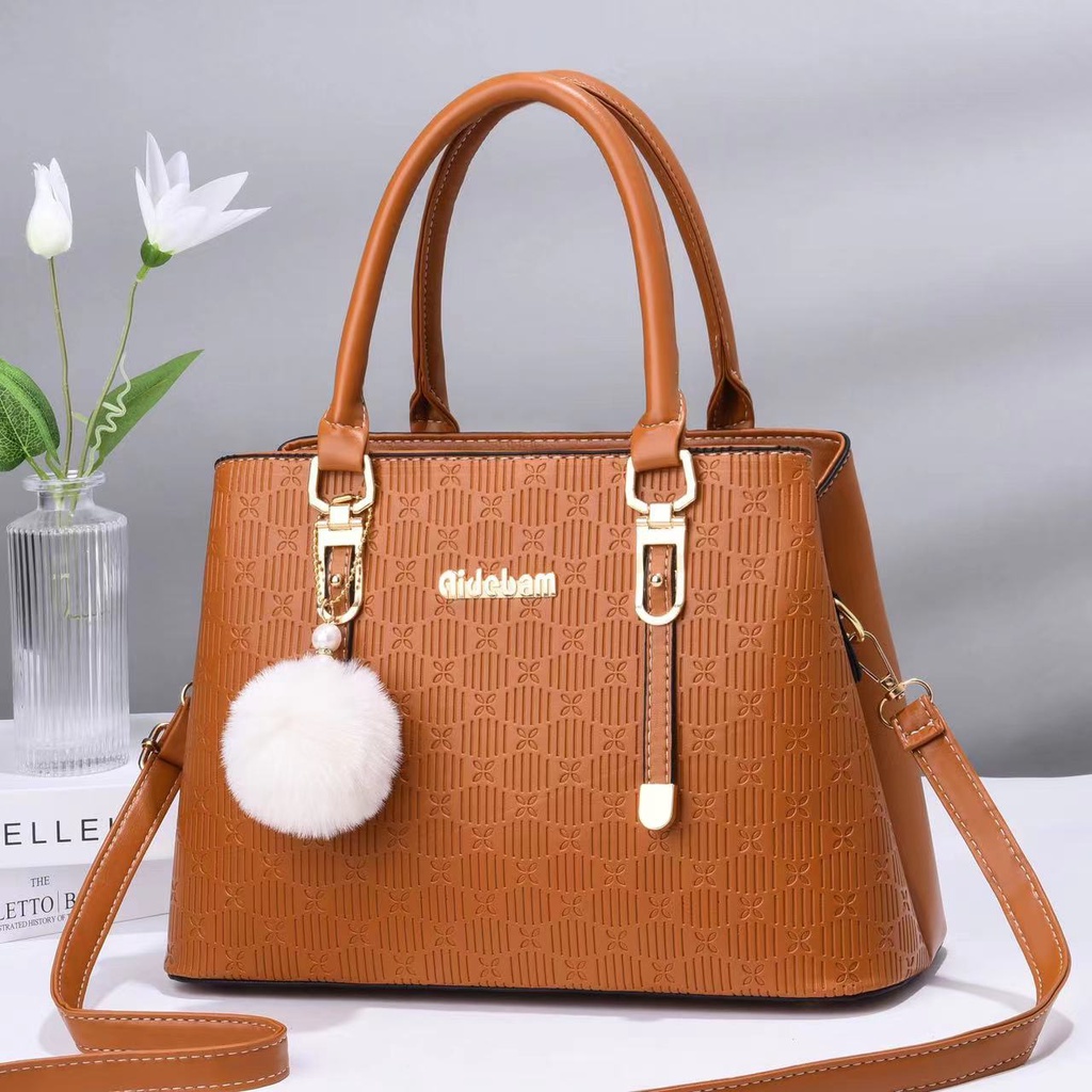 BQ 3494 RISCE TAS HAND BAG IMPORT WANITA CEWEK PEREMPUAN JAKARTA BATAM GANTUNGAN POM POM