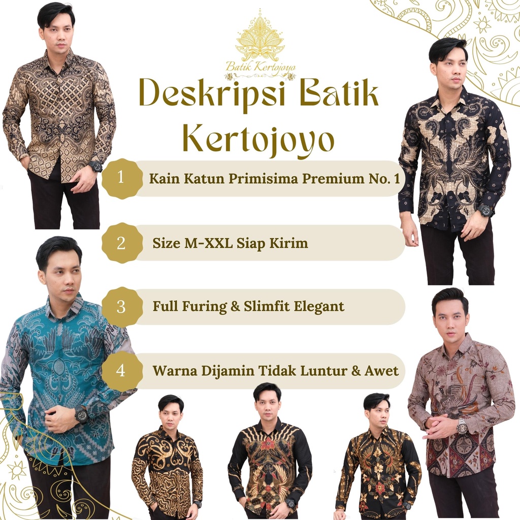 Baju Batik Pria Lengan Panjang Terbaru Batik Slimfit Jumbo Terlaris/Kemeja Batik hendrawan Jogja prabuseno Pekalongan Tulis Sutra Katun Muslim Modern Laki Laki Cowok Cowo Berkwalitas Keraton Solo Puring Furing Palembang Reguler