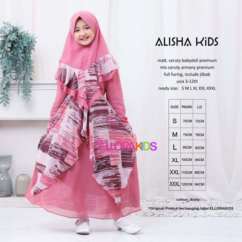 Alisha Kids - Gamis Anak Include Kerudung by Ellora Kids