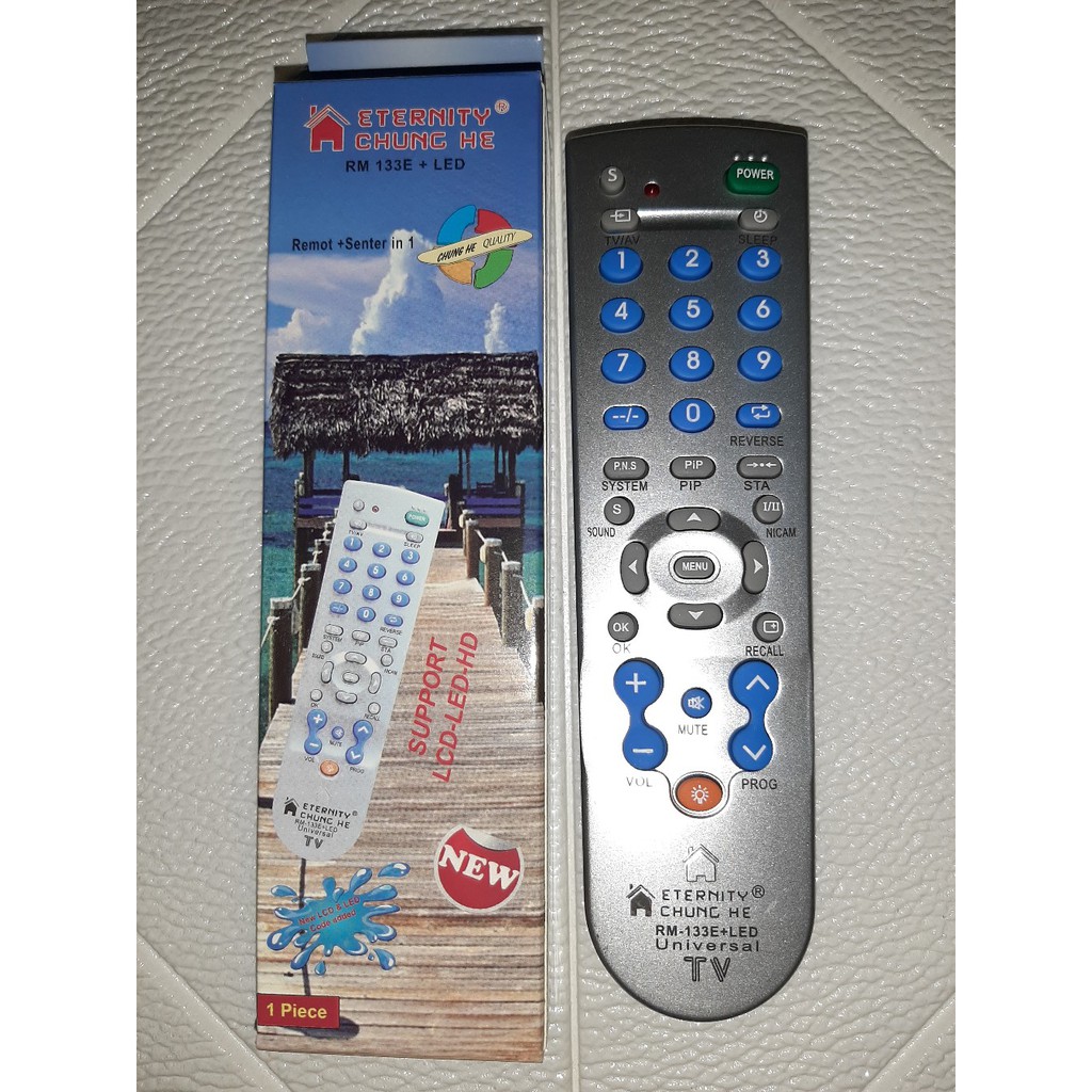 Remote Multi TV Universal Tabung LCD LED Chunghe RM 133E +LED Senter