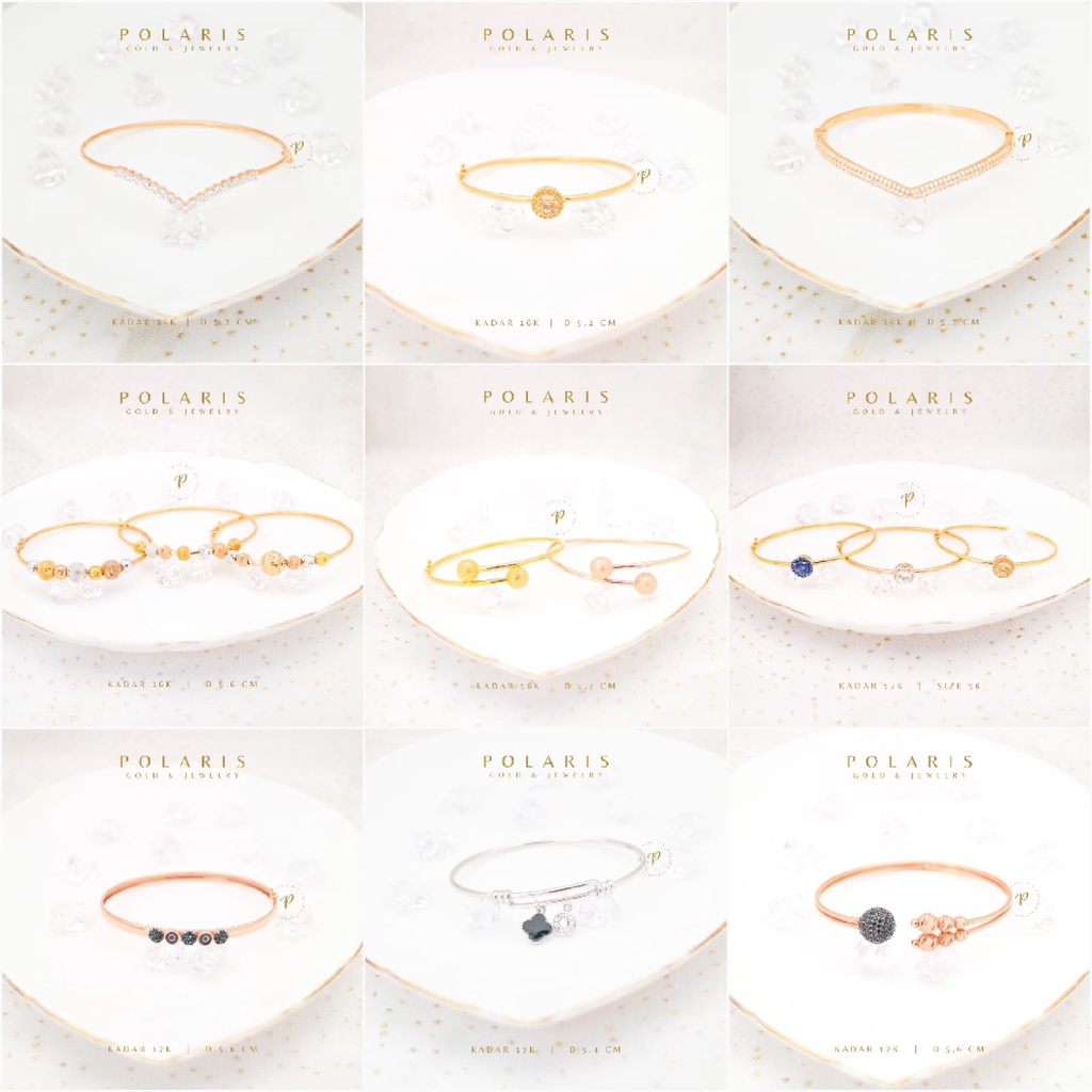 Gelang Bangle Fashion Perhiasan Emas Rosegold Kadar Emas Tua Model Terbaru Kadar 17K/750 GK9B GK9A