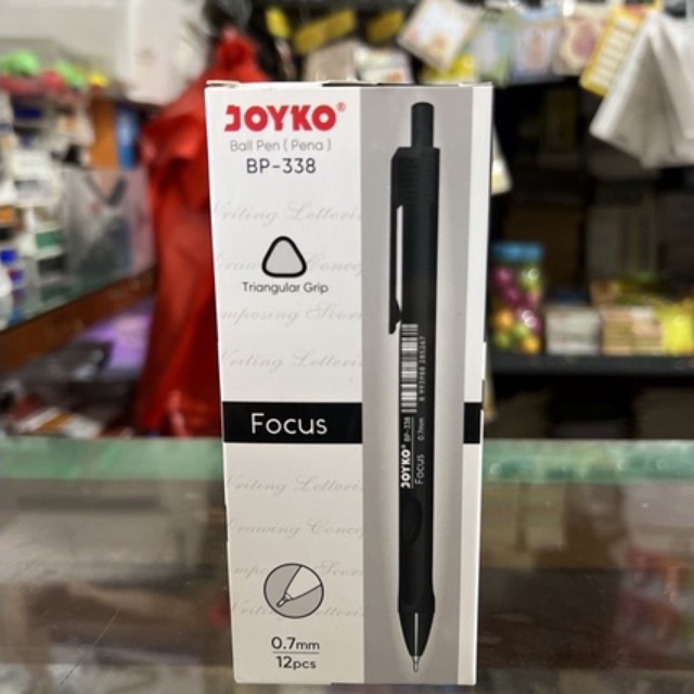 

( 12 pcs ) Joyko BP338 Pulpen Cetrek Vokus Bodi Solid Hitam Merah Biru BP-338 / Ballpen Retractable Vokus / Pen Cetrek / Bolpoin Cetrek Murah Joyko