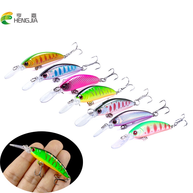 Hengjia 90pcs / Set Umpan Pancing Tiruan Bentuk Ikan Bahan Plastik Keras 10# Kait Tiga Rangkap 7cm / 6g