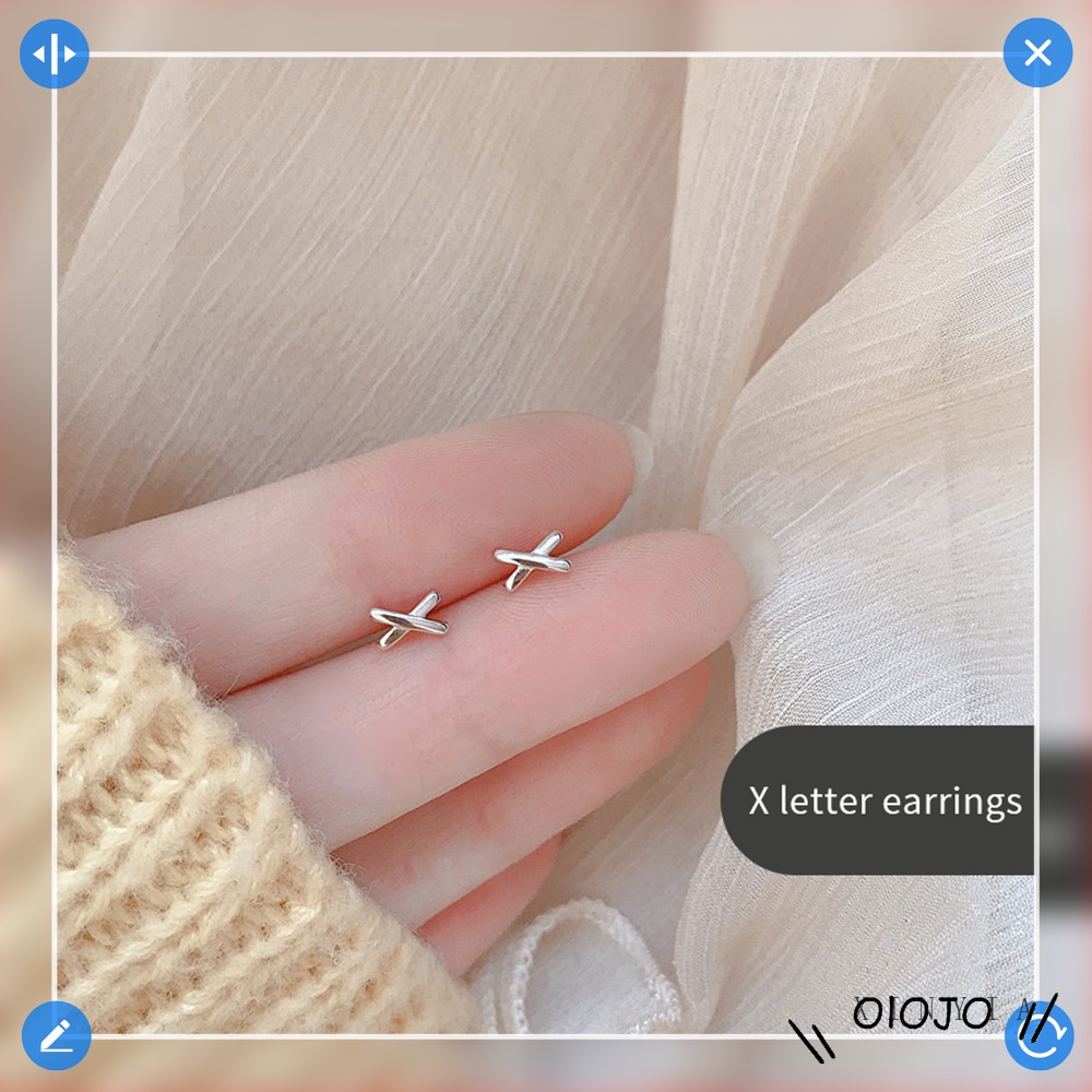 18K Emas anting korea Anting Tusuk untuk Wanita Aksesoris Fashion - ol