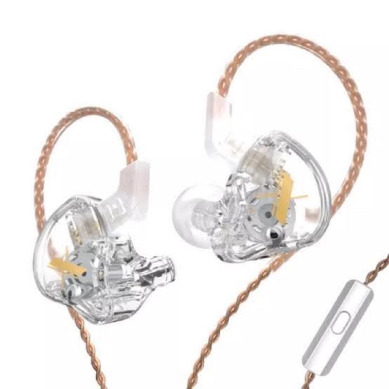KZ EDX with Mic Earphones Dynamic Driver HIFI Bass In Ear Monitor-Transparan