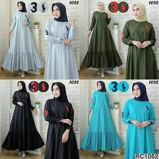 Gamis bordir polo katun jepang