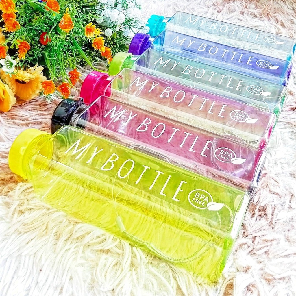 My Bottle Kotak Warna Bening Botol Minum 500ml