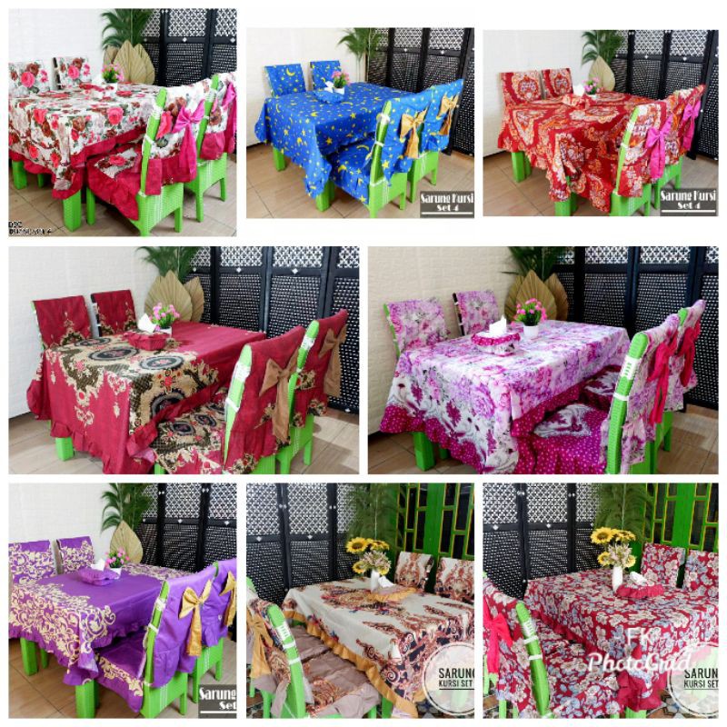 Taplak Meja Sarung Kursi Meja Makan 4 Kursi set