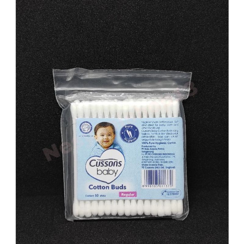 COTTON BUD BABY CUSSONS ISI 50 REGULAR BESAR KOREK KUPING BAYI KATEMBAT