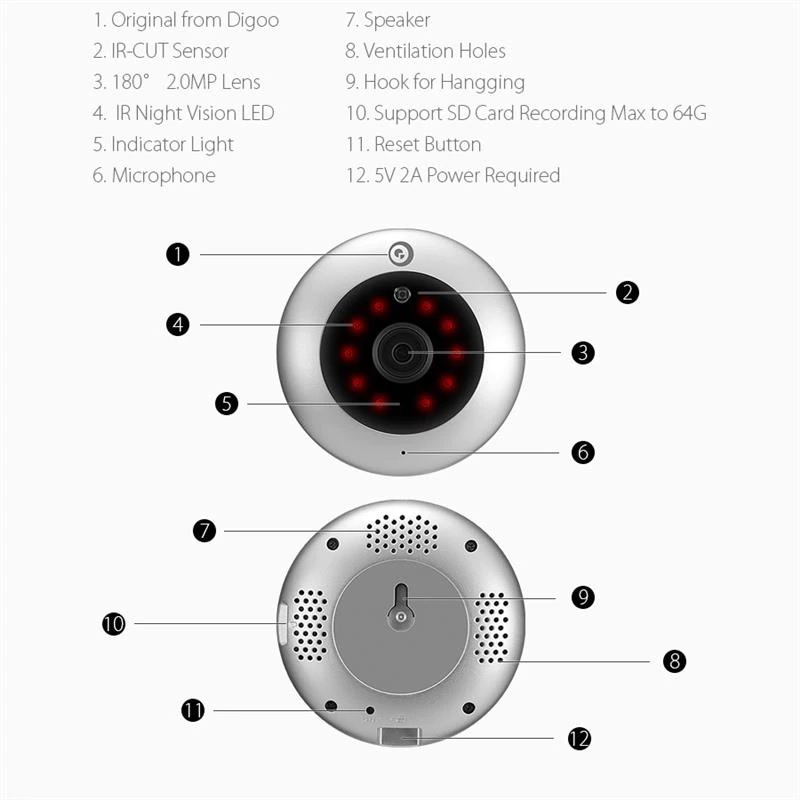 DIGOO DG-UFC - WiFi Smart IP Camera 1080P Kamera Keamanan Spy Cam Mini