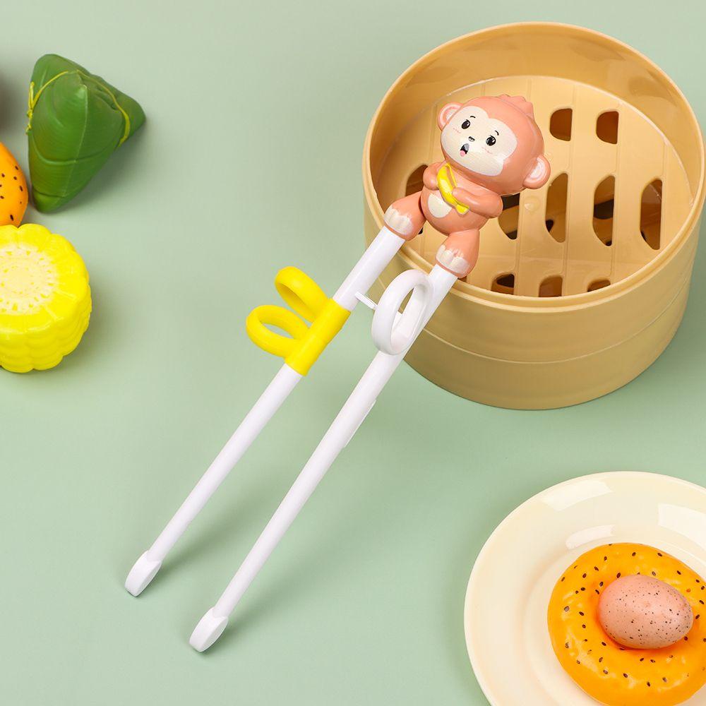 Solighter 1pasang Sumpit Belajar Kartun Peralatan Makan Bayi Pemula Chopstick