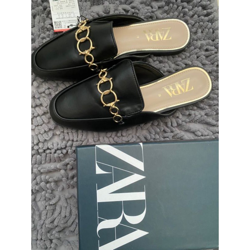(NEW)ZARA FLAT CHAIN LOAFERS SLIP ON SIZE-37