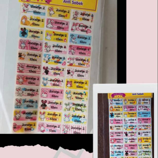 

Sticker nama/label nama waterproof dan anti sobek motif Rabbit