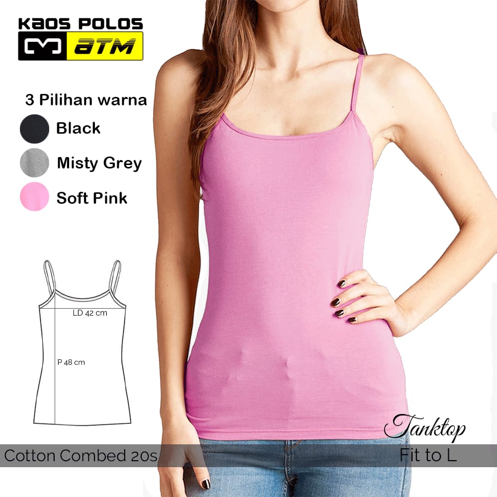 Tank Top 100% Cotton Combed Selevel DISTRO Katun Super Adem Lembut &amp; Tebal / Singlet Cewek Wanita Perempuan 100% Katun Soft ATM