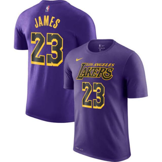 T-shirt Kaos Baju Basket LA Los Angeles Lakers Lebron James Statement Edition Ungu Hitam