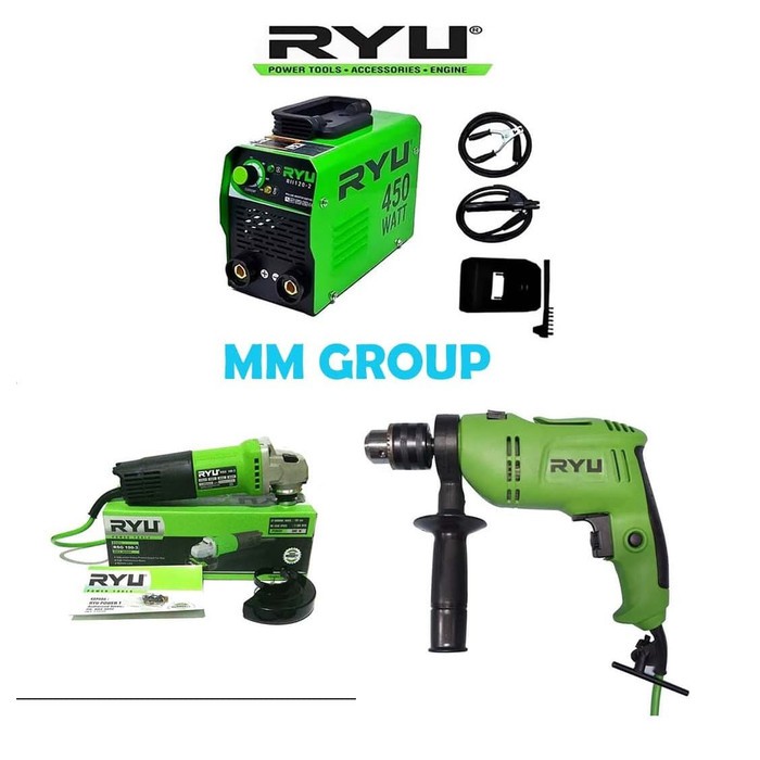 PAKET TEKIRO RYU/MESIN LAS RYU 450 WATT/GERINDA TANGAN RYU 4 INCH/BOR LISTRIK RYU 13 MM/ PAKET MESIN