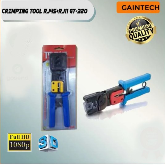 crimping tool gaintech rj45 lan cat 5 5e 6 6e rj12 rj11 6p 8p network electronic cut crimp strip 3in1 gt-320 gt320 - Tang krimping