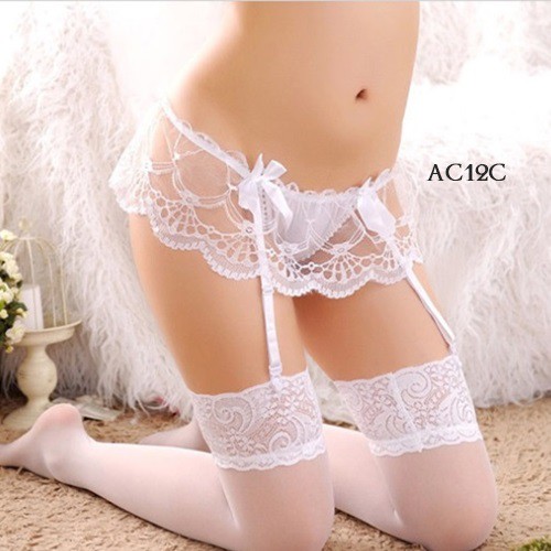 [SIAP KIRIM] STOCKING SEXY GARTER BELT LINGERIE SEKSI PUTIH AC12C