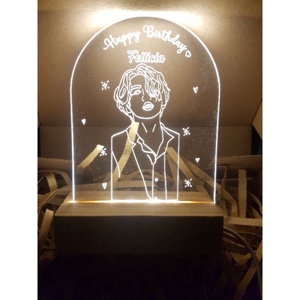 Custom Lampu Tidur Akrilik/Lampu Hias Akrilik Custom/Lampu Akrilik Kado Wedding