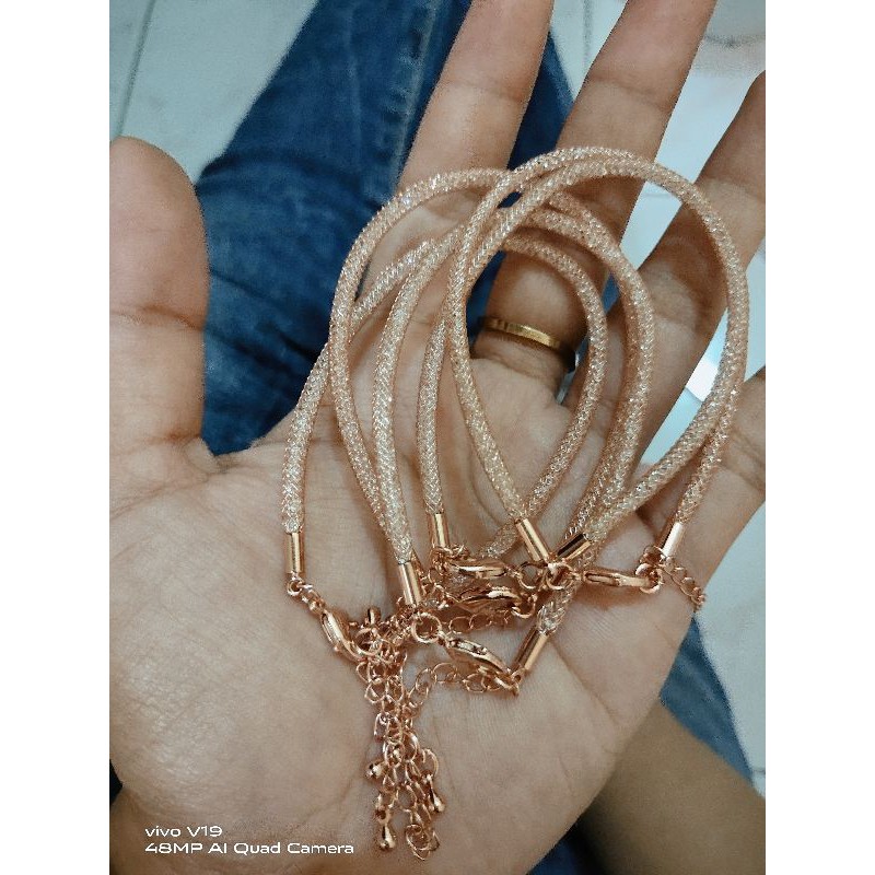 gelang kawat tali pandora gliter/kawat kristal sudah free stopper 2bj