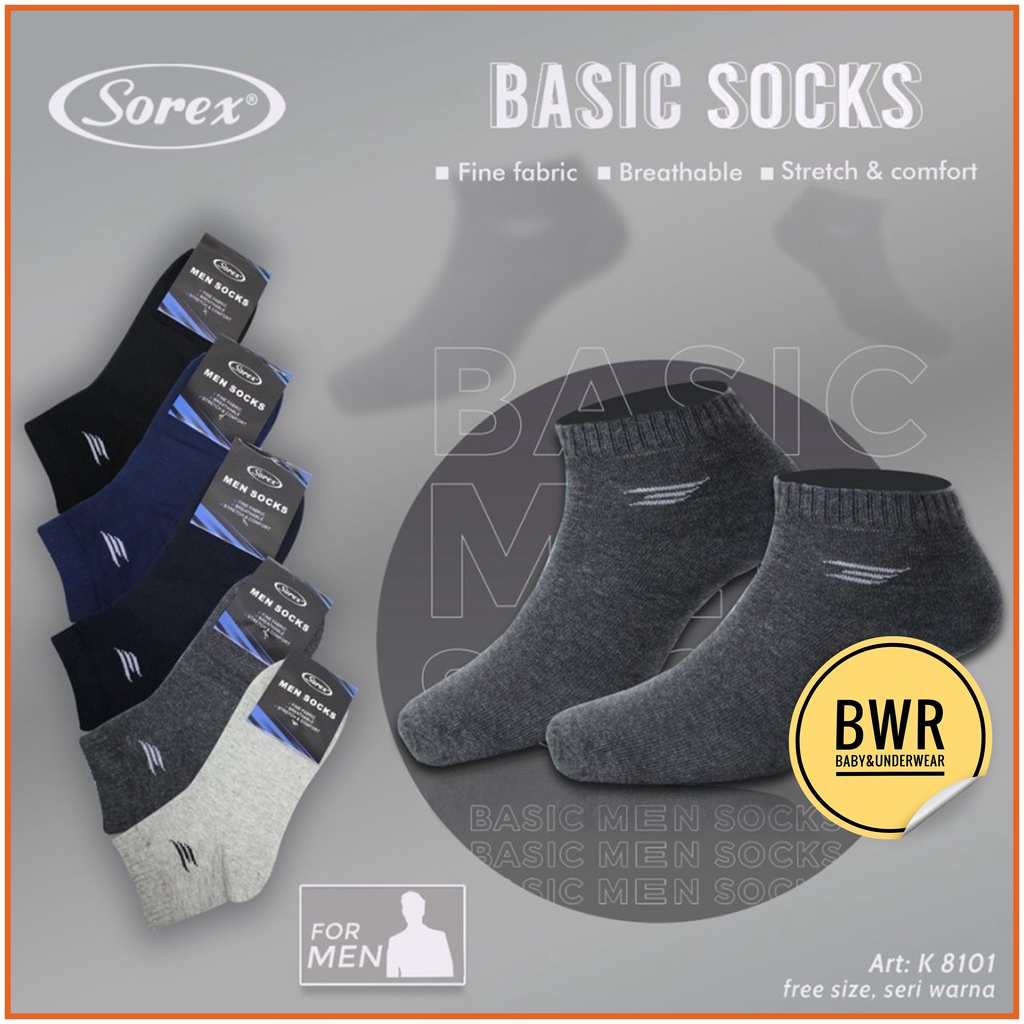 Kaos Kaki Pria Sorex K8101 Basic Socks / Kaos Kaki Laki Laki Kerja Kantor  K 8101 Pendek Mata Kaki | Bwr