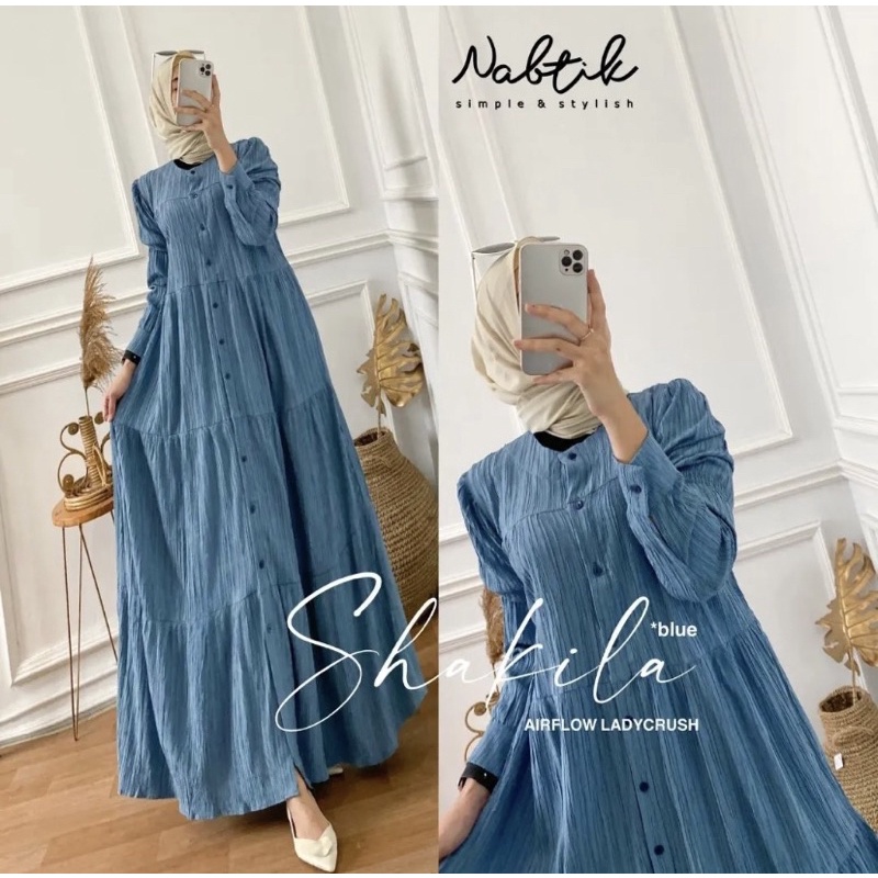 GAMIS GISKA LIO SYAHIRA AIRFLOW LADY CRUSH DRESS WANITA CIKA ZULFA CERIS BAVIN SHAKILA DRES MUSLIM