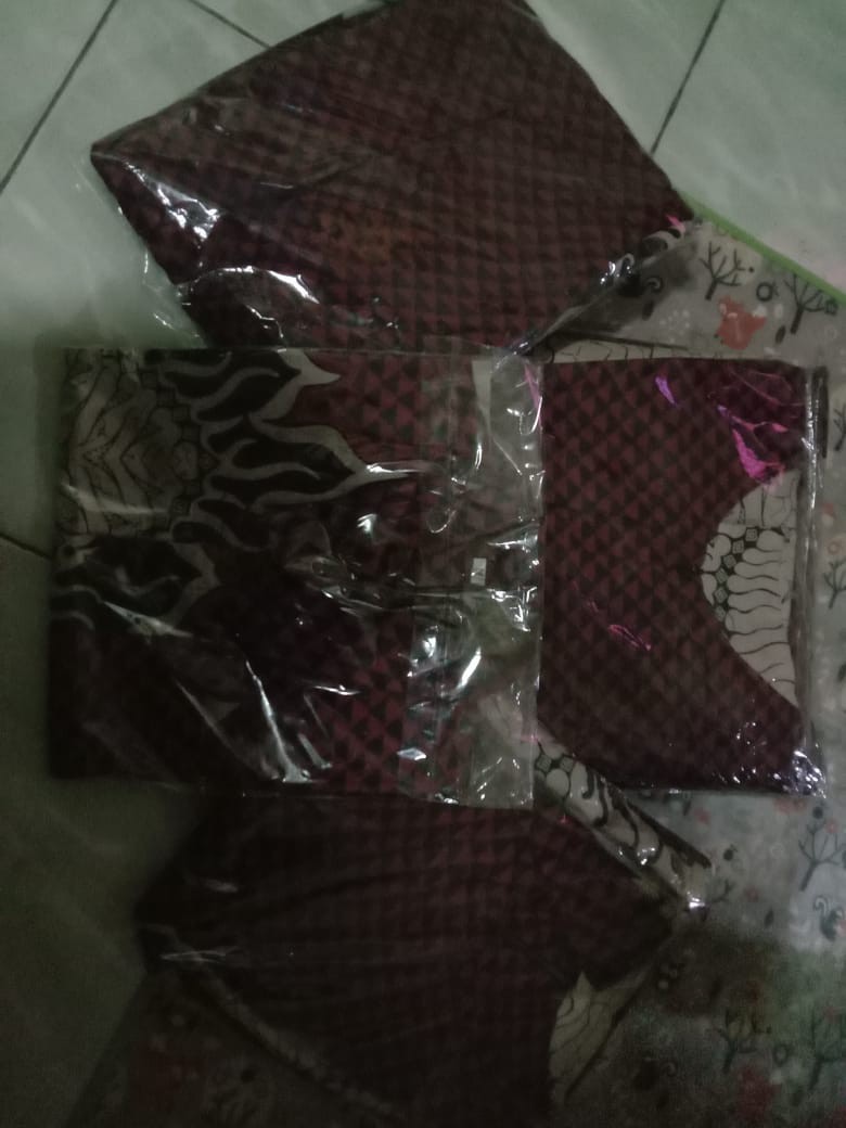 Batik Couple Keluarga Sania Ruffle Ori Ndoro Jowi Dnt Motif Bara Merah