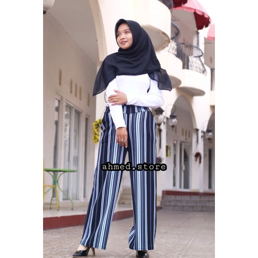 CELANA KULOT CREPE MOTIF/KULOT GARIS SALUR BESAR