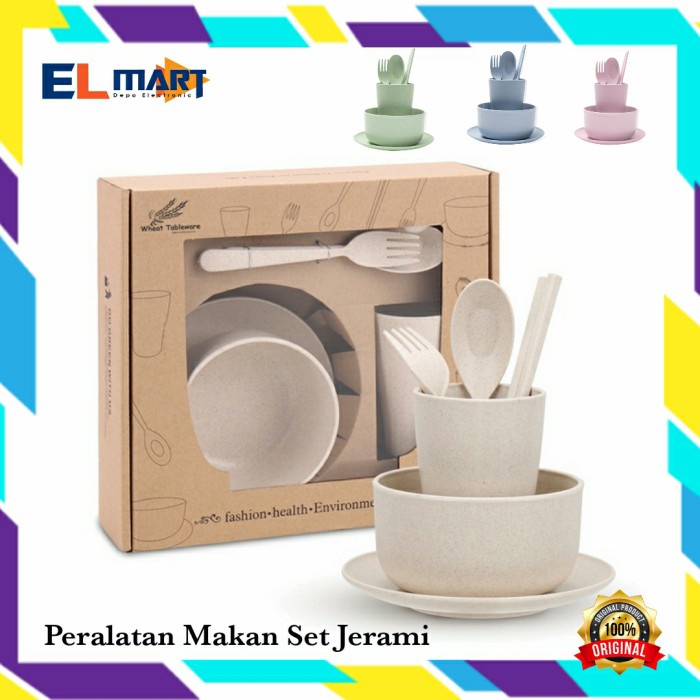 Peralatan Makan Set Sendok Garpu Piring Mangkok Jerami 6pc Wheat PM02