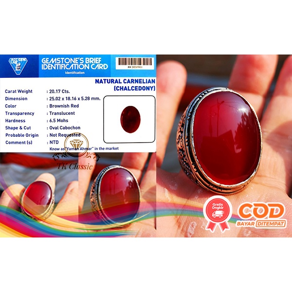 NATURAL BATU PERMATA CARNELIAN YAMAN AHMAR MERAH KRISTAL BIG SIZE NTD INCLUDE MEMO ACC GEMS LAB