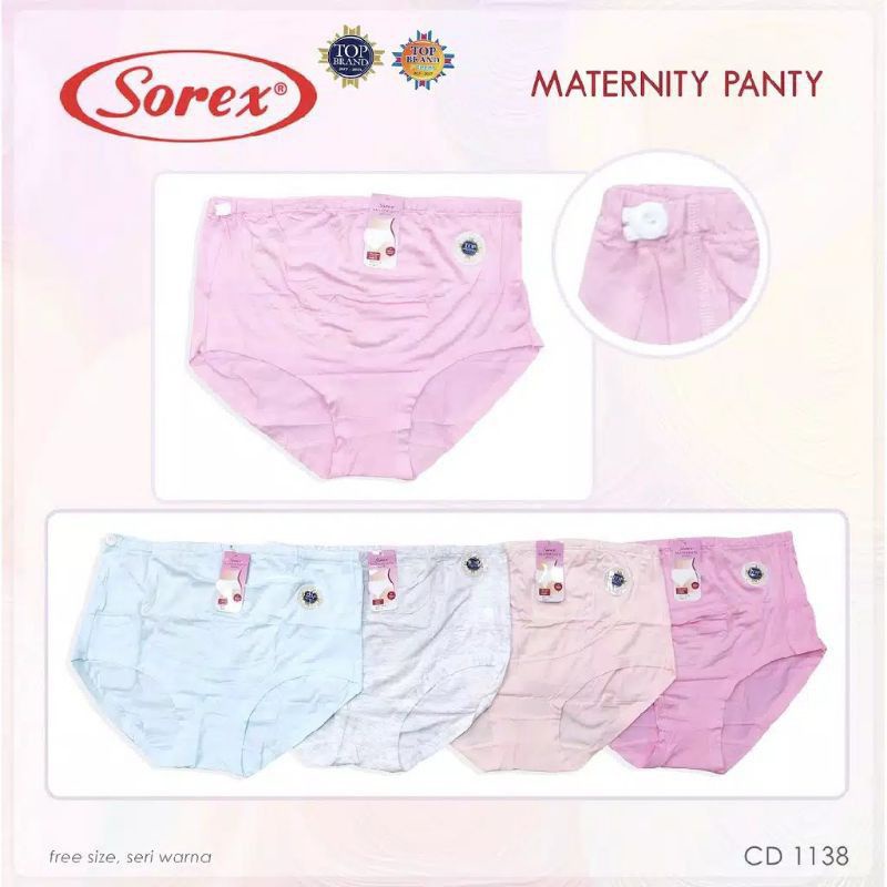 SOREX cd Hamil Katun Jumbo Emboss Salur 1138 Maternity Panty Original