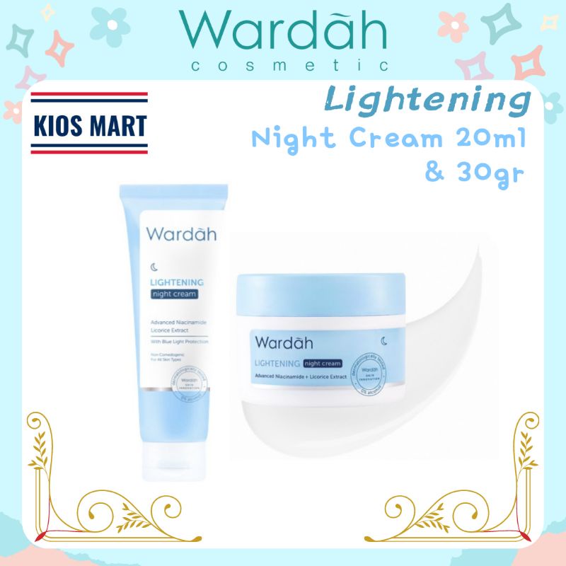 Wardah Lightening Night Cream Advanced Niacinamide 20ml &amp; 30g | Pelembab Wajah