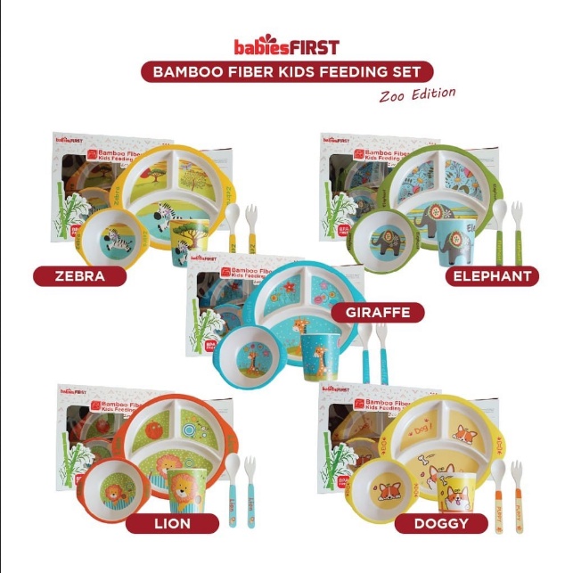 MAK296 BABIESFIRST PERLENGKAPAN MAKAN BAMBOO FIBER FEEDING SEET ZOO EDITION BF502