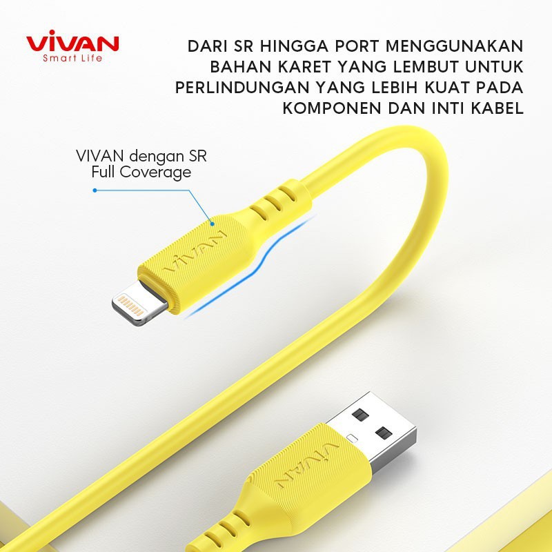 Kabel Data iPhone Lightning 2.4A VIVAN VSL100 Quick Charge 1M - Garansi Resmi 1 Tahun