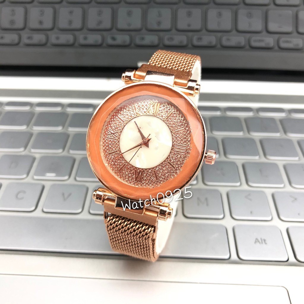 【&COD】Jam Tangan Wanita Jam tangan Analog IMport  Jam Magnet RantaI Jam Munrah Harga Grosir-W116-oranye
