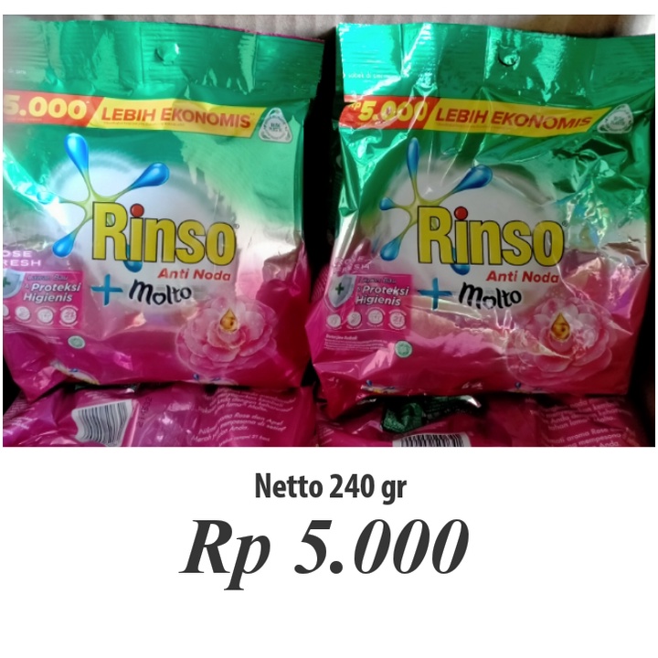 "OMAHSABUN43" Rinso Bubuk Antinoda + Molto 240gr Bubuk Sabun Cuci Detergen