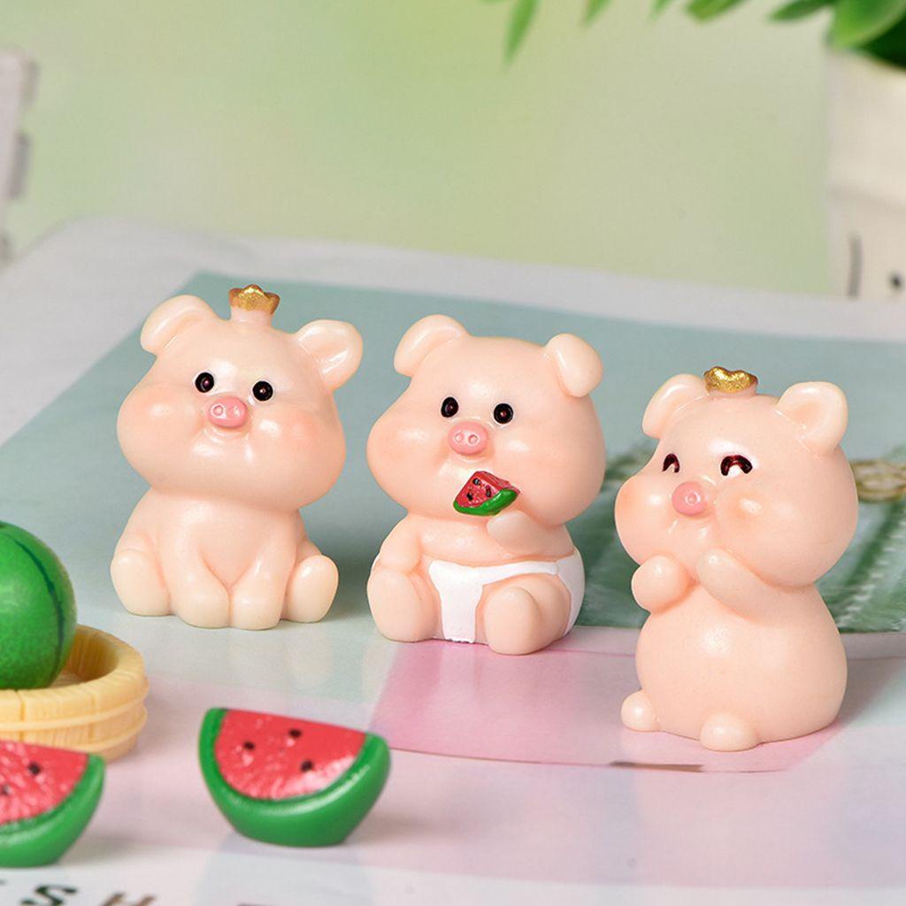 【 ELEGANT 】 Patung Babi Postur Lucu Menggemaskan DIY Dekorasi Desktop Piggy Rumah Boneka Hiasan Kue