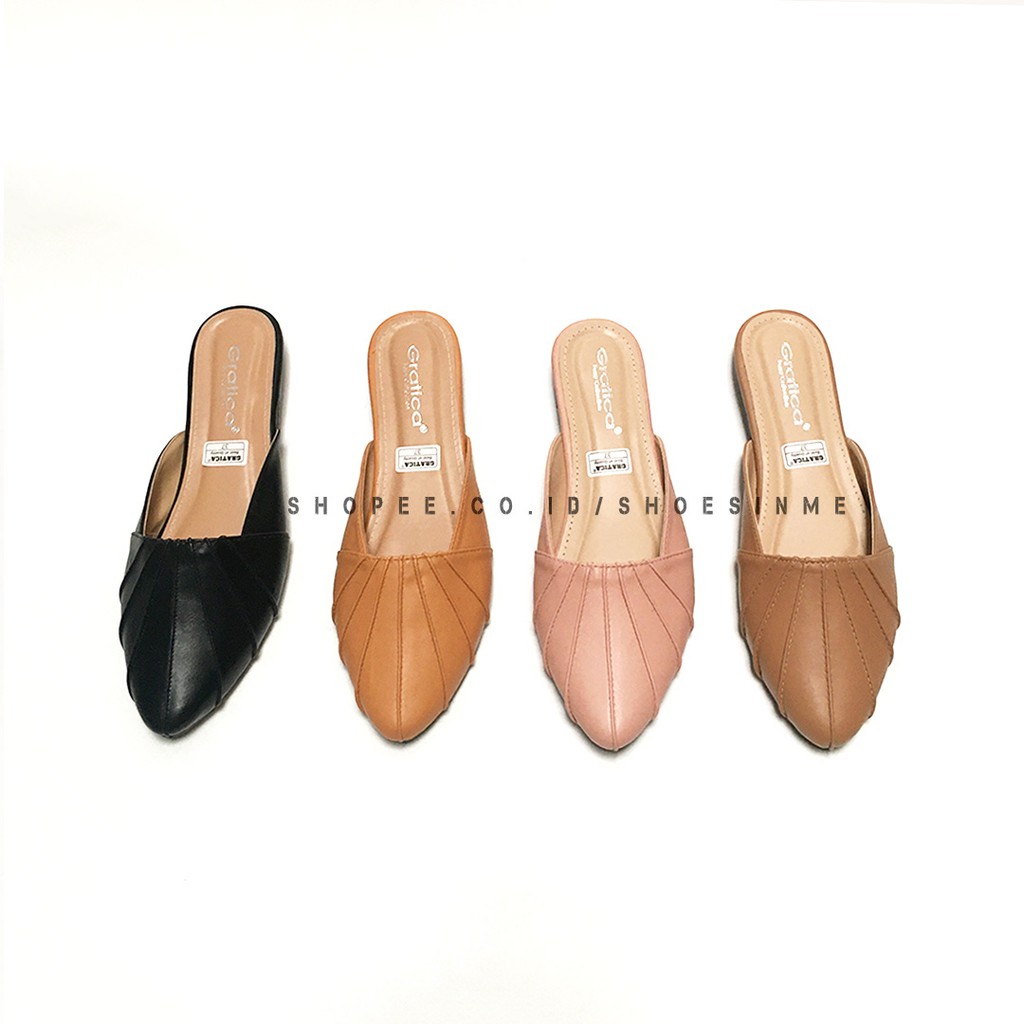 Sandal Slip Wanita Bahan Kulit Gratica - Sendal Teplek - Sandal Flat (FKM-46)