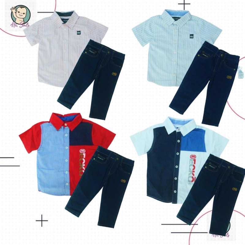 (1-12 Tahun) SETELAN [2PCS] KEMEJA ANAK LAKI - LAKI ECKO UNLTD ORIGINAL